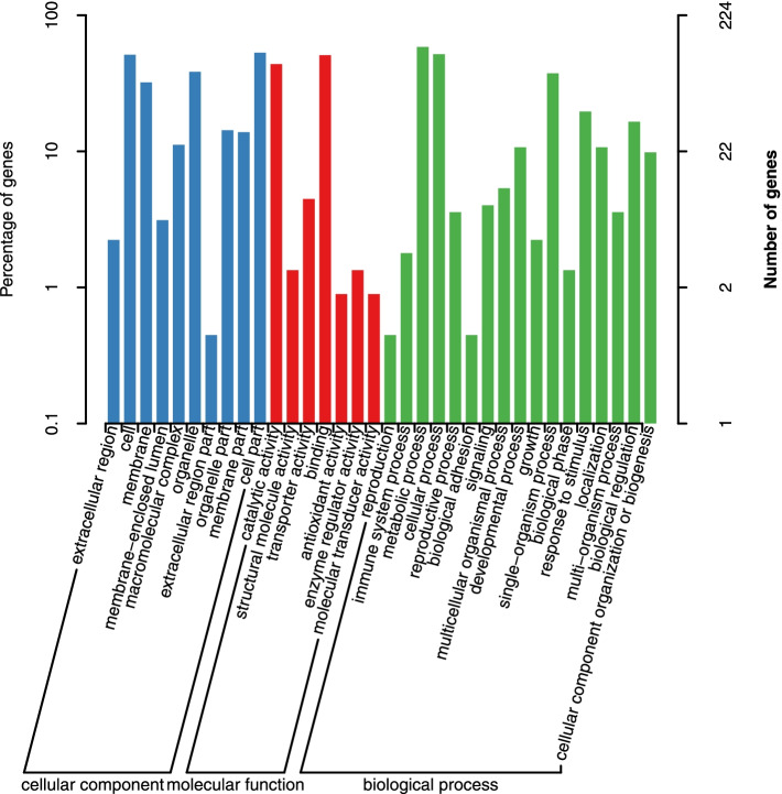 GO annotated results of genes in candidate regions
