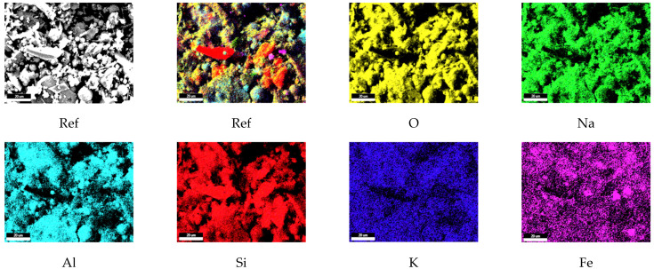 The elemental mapping results of the reference (Scale bar: 20 µm).