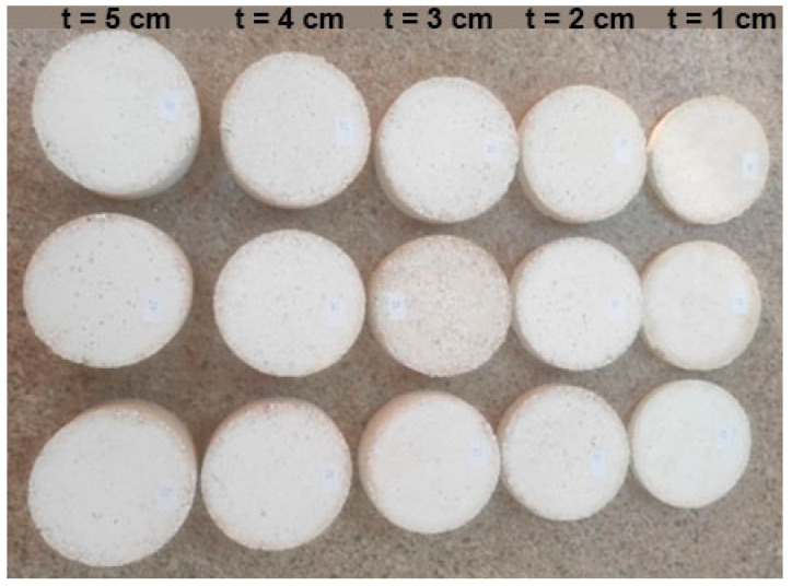 Samples of different thicknesses.