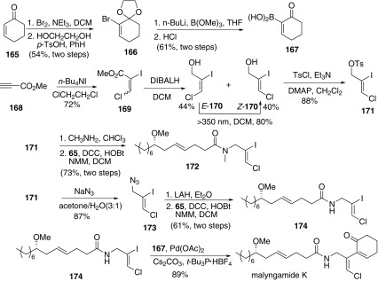 Synthesis of malyngamide K reported by Cao [66]