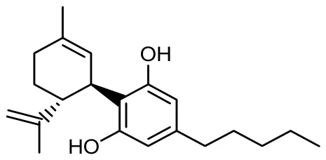 Chemical structure of cannabidiol.