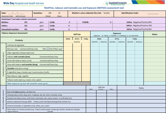 (Page 1). NOTICE: NicOTIne, tobacco, and Cannabis use and Exposure (NOTICE) Assessment Tool.
