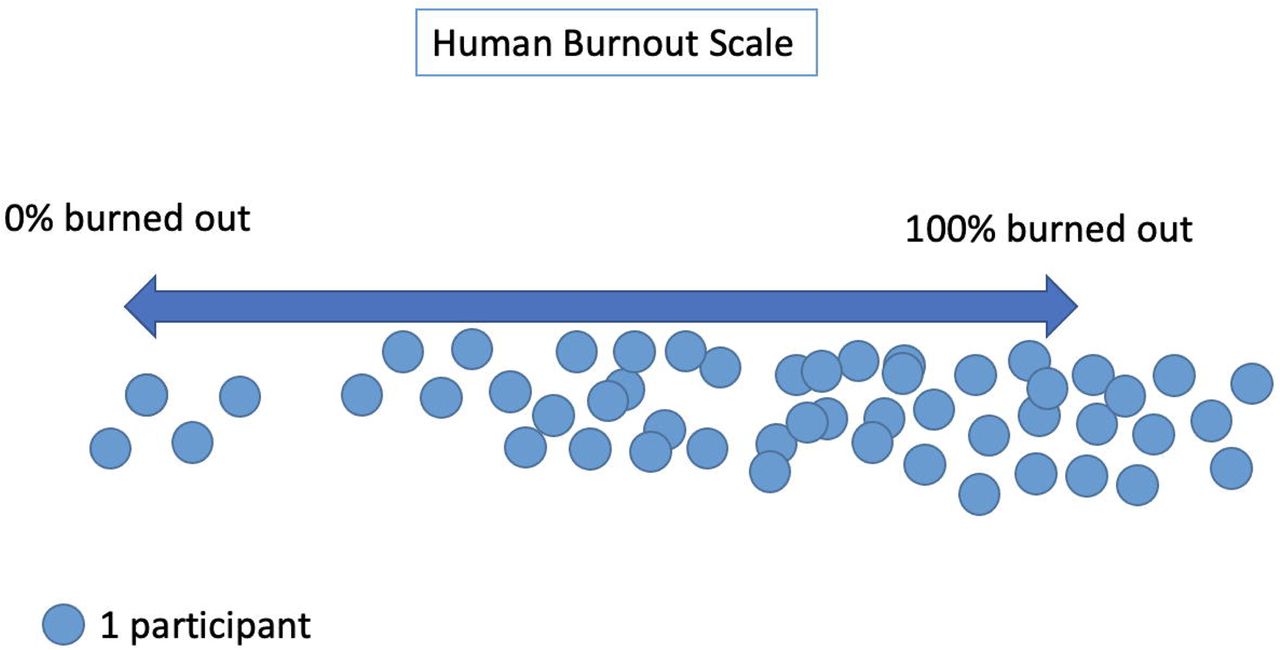 Graphic representation of participants’ placement along the human scale, combining Trainings 1 & 2.