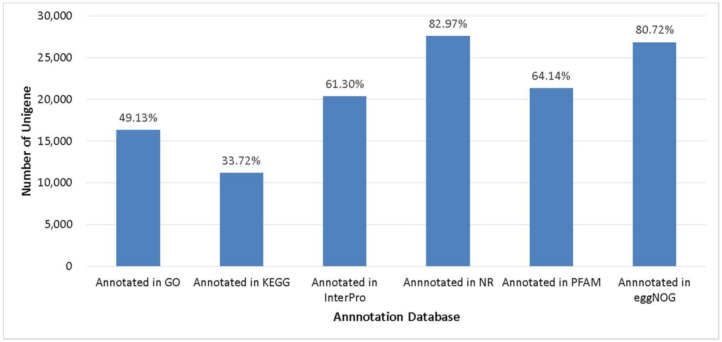 Unigenes annotated in several databases.