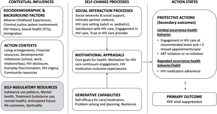 Social action theory model with the domains examined in the present study highlighted