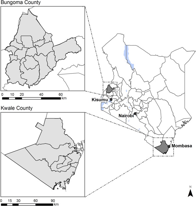 Map showing location of study sites and community units.