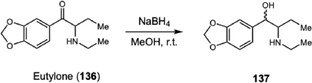 Synthesis of the eutylone metabolite 137 obtained by NaBH4‐mediated reduction of the parent drug.