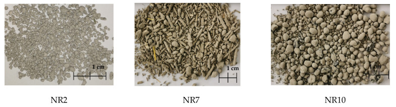 Examples of artificial aggregate granules that were made.