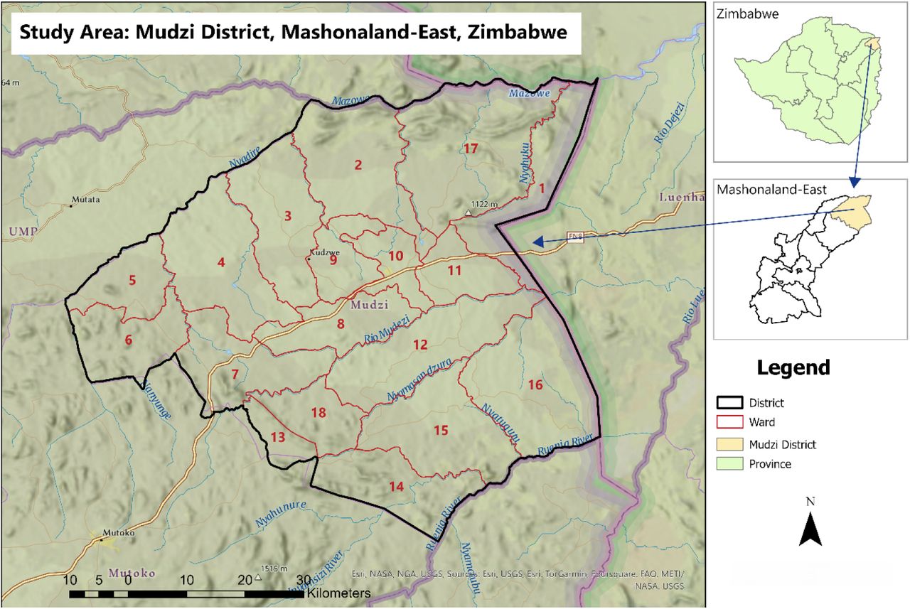 Study are map for Mudzi District