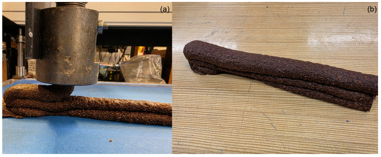 Demonstration of the optimized formulation’s printability: (a) in-process view, and (b) the as-printed part.
