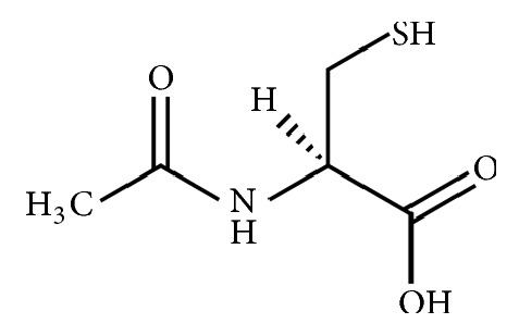 Structural formula of N-acetylcysteine.