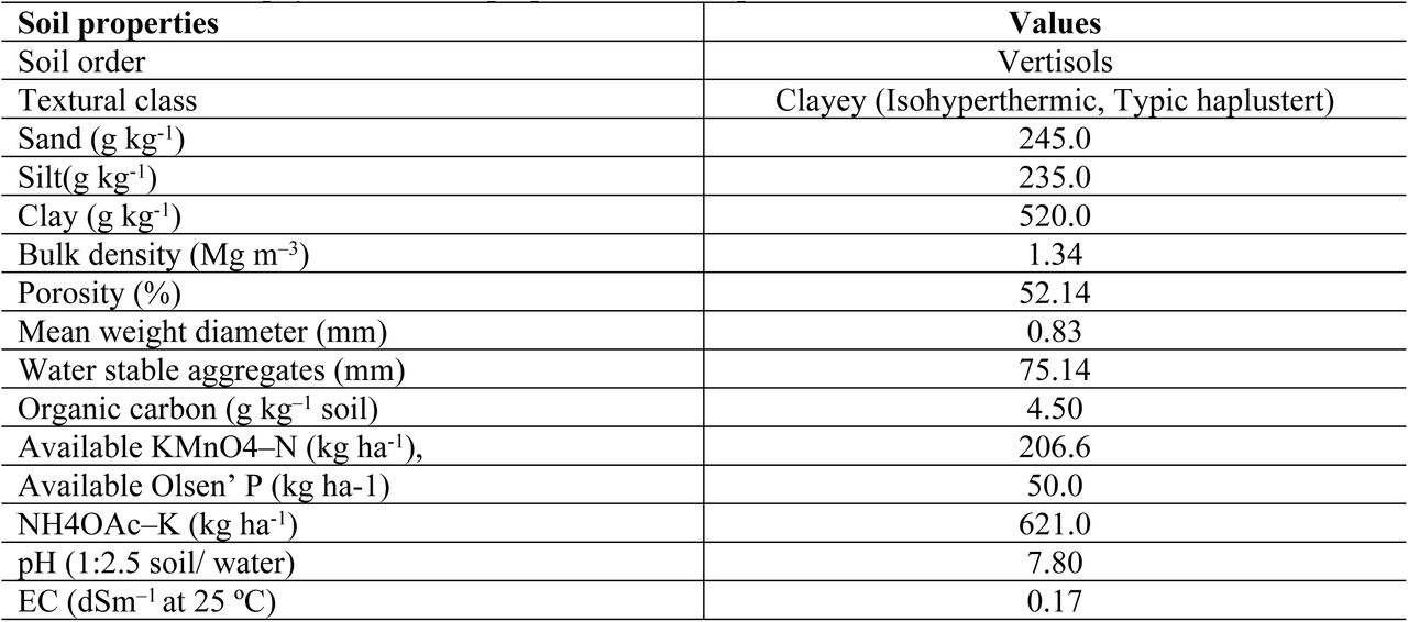 Initial soil physicochemical properties of the experimental site