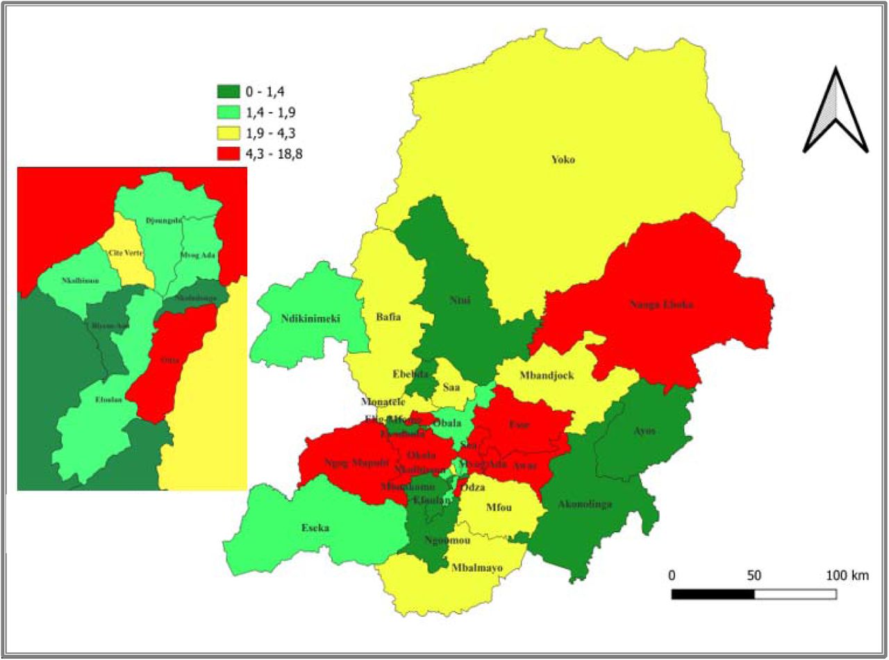 Mapping of perioperative mortality in the Health Districts of the Centre Region from 2018 to 2022