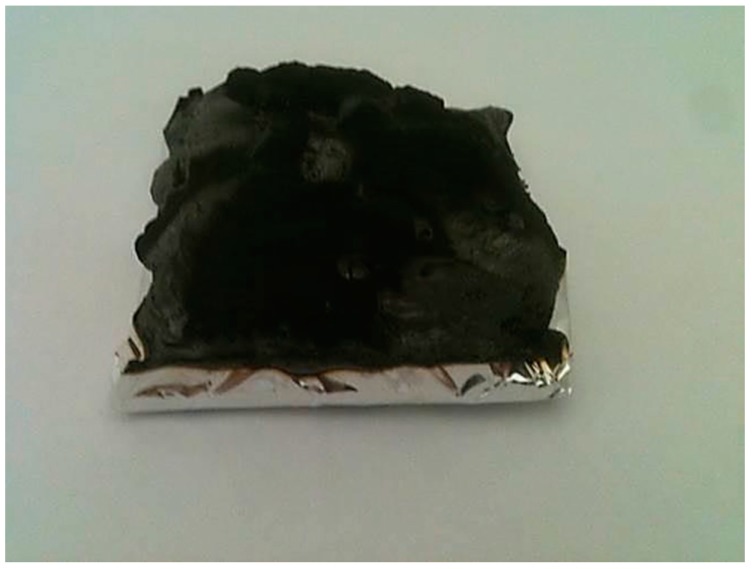 Residue of H/E-15APP after cone calorimetry tests.