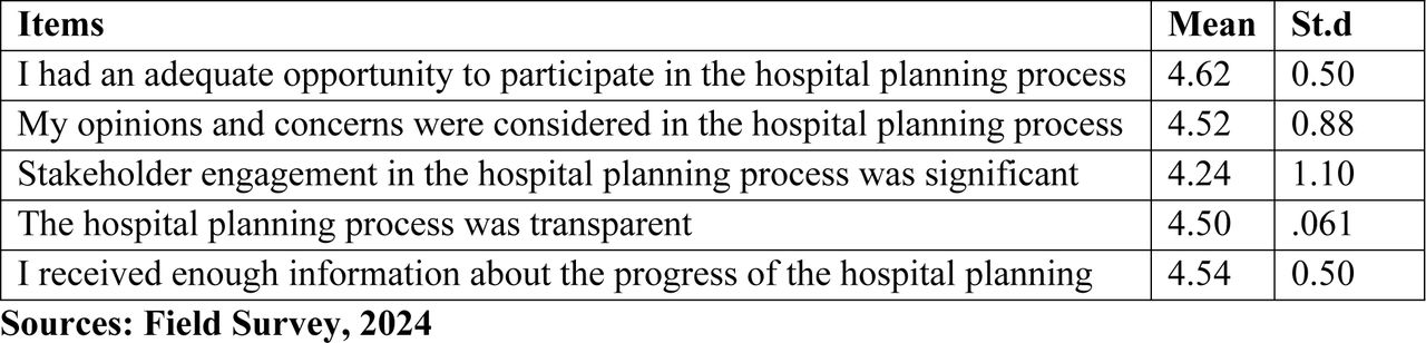 Stakeholders’ perceptions of the hospital planning process.