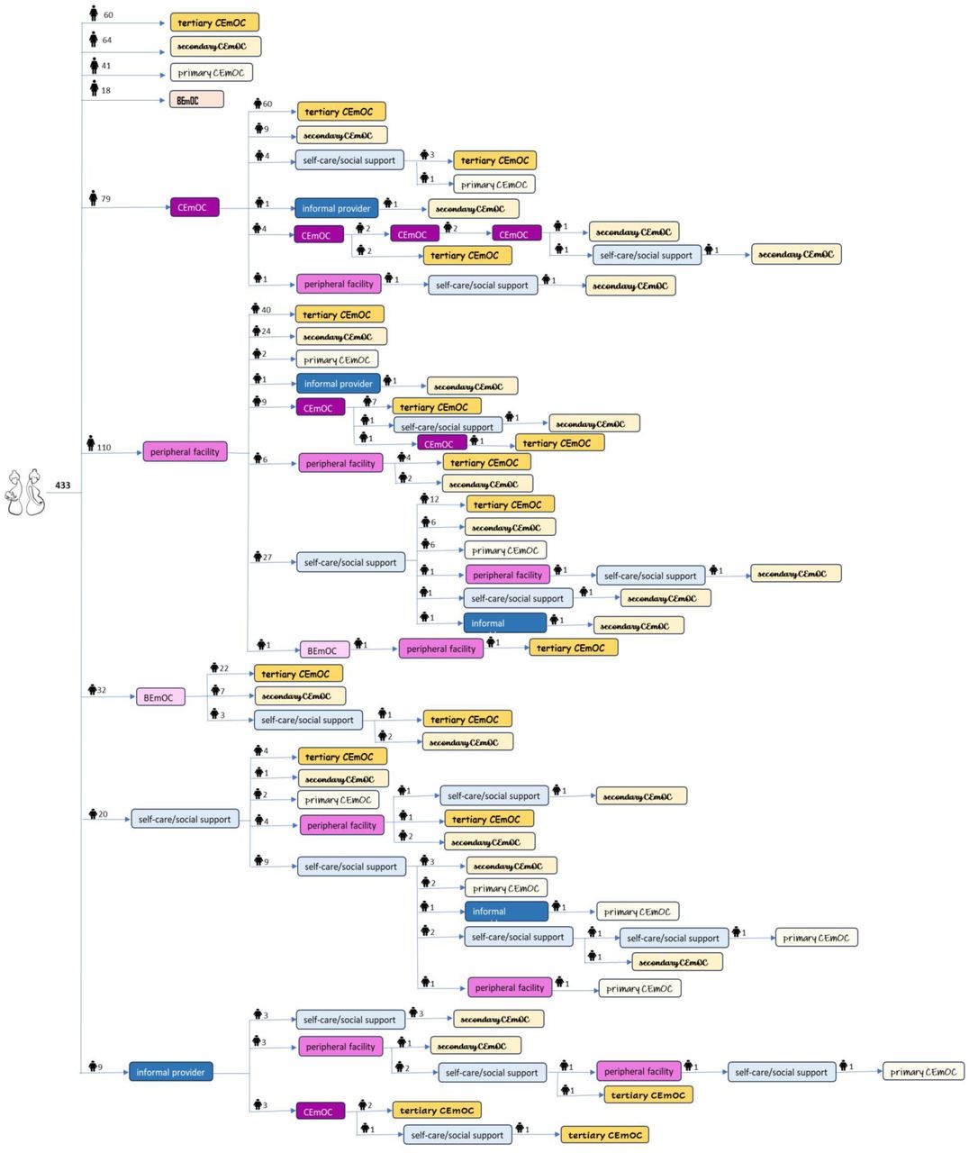 Unique pathway sequences identified across all 433 respondents