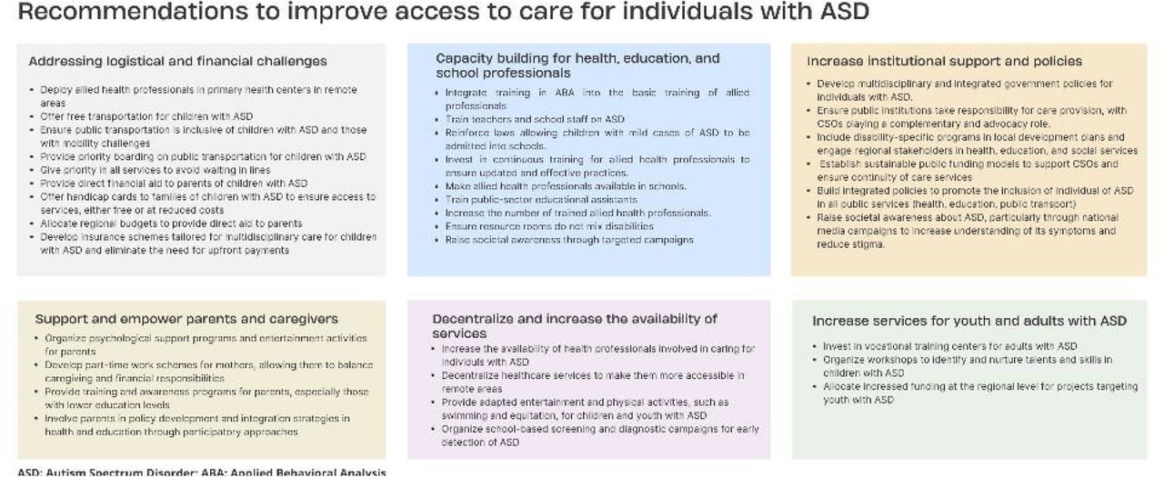Participant recommendations for policy and practice to promote access to health, education, and other services for individuals with ASD in Morocco