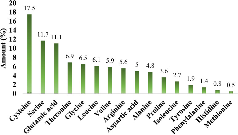 Distribution of amino acids based on their relative abundance.