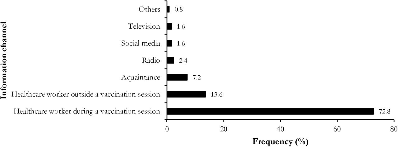 Reported information channel on MCV2 among households’ members in the Ngog-Mapubi HD, Cameroon (n = 125)