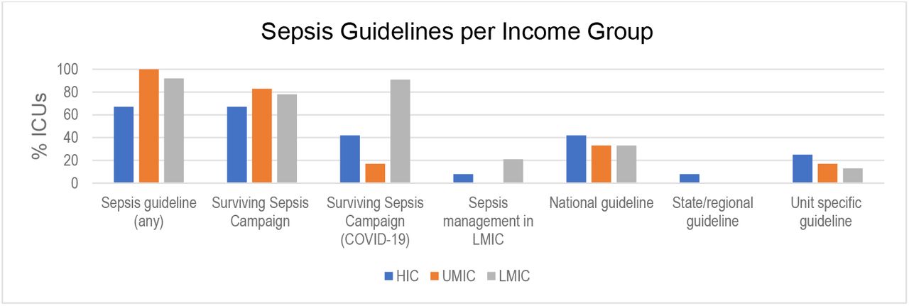 Sepsis guidelines in use according to country income group