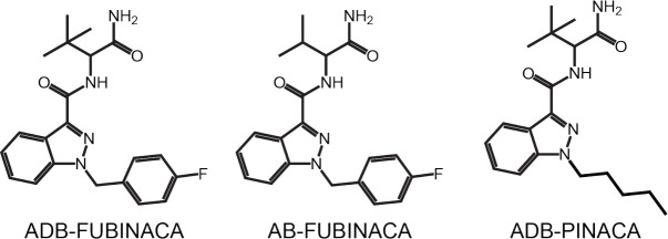 Structure of ADB-FUBINACA and Schedule I controlled analogs.