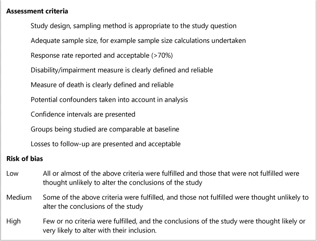 Risk of bias criteria and ratings