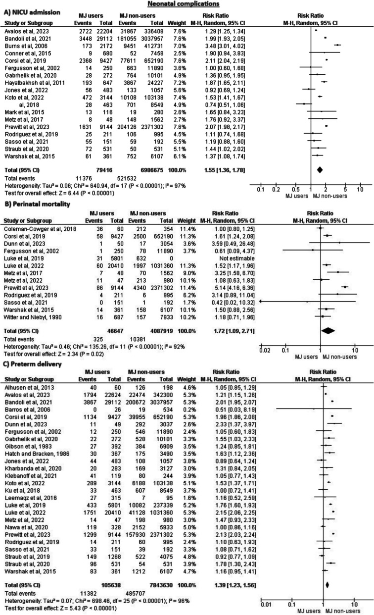 Meta-analysis of the incidence of NICU admission, perinatal mortality and preterm delivery